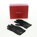 Salvatore Ferragamo Gancini Gloves Leather Black Auth 165653M-18