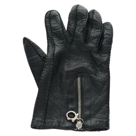 Salvatore Ferragamo Gancini Gloves Leather Black Auth 165653M - 0