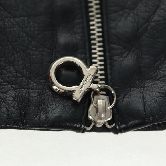 Salvatore Ferragamo Gancini Gloves Leather Black Auth 165653M