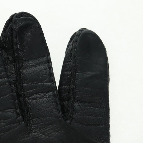 Salvatore Ferragamo Gancini Gloves Leather Black Auth 165653M