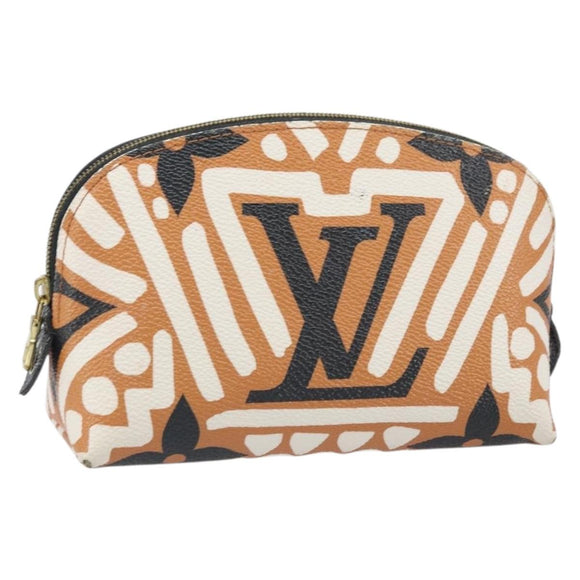 LOUIS VUITTON Giant Crafty Pochette Cosmetic PM Creme Caramel M45475 Auth 165656