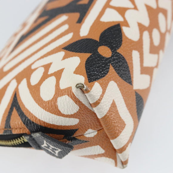 LOUIS VUITTON Giant Crafty Pochette Cosmetic PM Creme Caramel M45475 Auth 165656