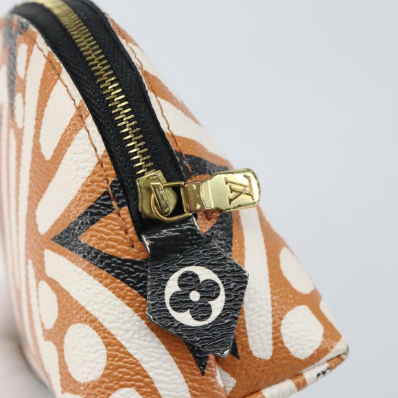 LOUIS VUITTON Giant Crafty Pochette Cosmetic PM Creme Caramel M45475 Auth 165656