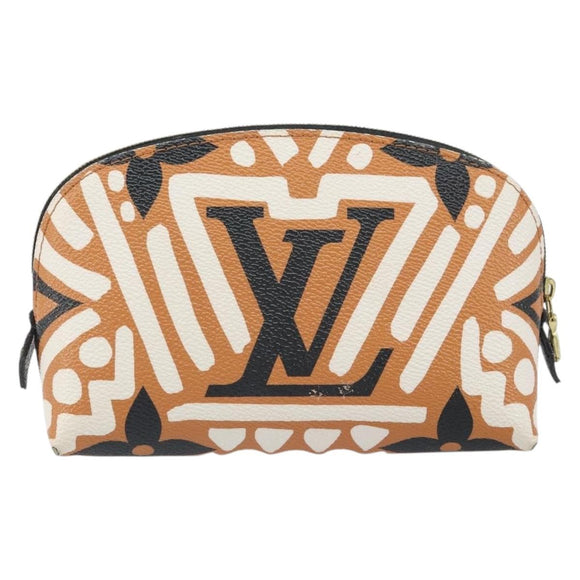LOUIS VUITTON Giant Crafty Pochette Cosmetic PM Creme Caramel M45475 Auth 165656