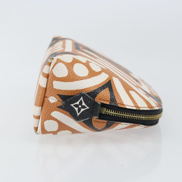 LOUIS VUITTON Giant Crafty Pochette Cosmetic PM Creme Caramel M45475 Auth 165656