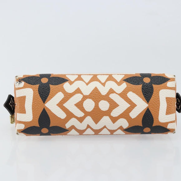 LOUIS VUITTON Giant Crafty Pochette Cosmetic PM Creme Caramel M45475 Auth 165656