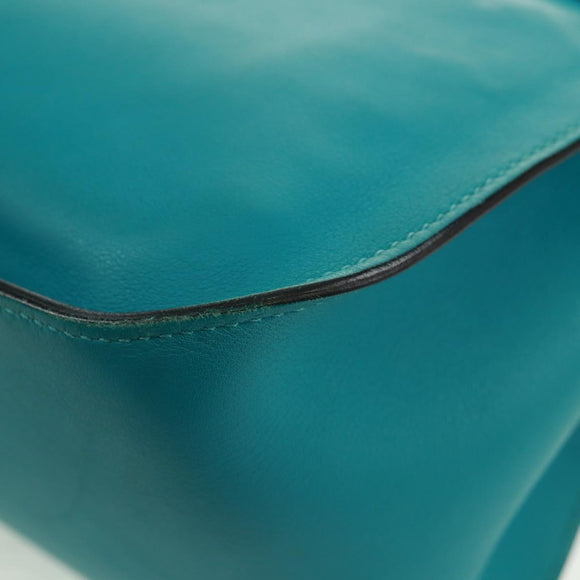 HERMES Gypsy Shiel 28 Shoulder Bag Swift Turquoise Blue Silver Auth 165659SM