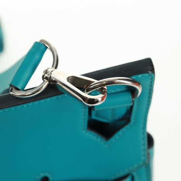 HERMES Gypsy Shiel 28 Shoulder Bag Swift Turquoise Blue Silver Auth 165659SM