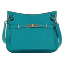 HERMES Gypsy Shiel 28 Shoulder Bag Swift Turquoise Blue Silver Auth 165659SM-13