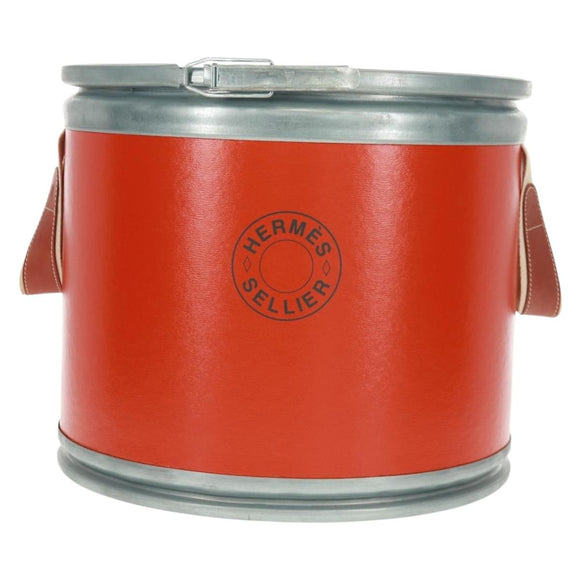 HERMES Saddle box Accessory Case metal Orange H800108E 9J Auth 165660V