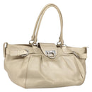 Salvatore Ferragamo Gancini Hand Bag Leather Gold Auth 165661-1