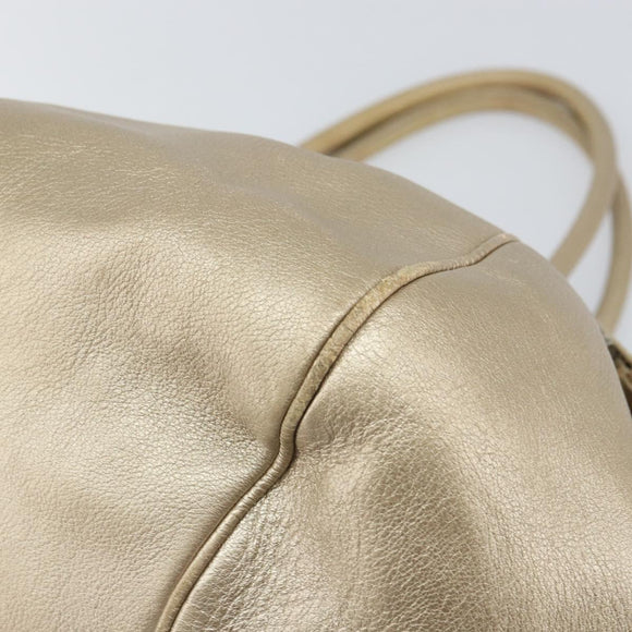 Salvatore Ferragamo Gancini Hand Bag Leather Gold Auth 165661
