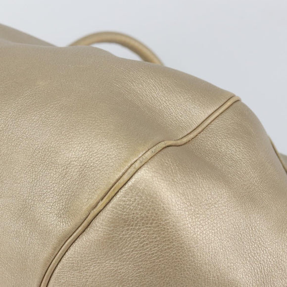 Salvatore Ferragamo Gancini Hand Bag Leather Gold Auth 165661