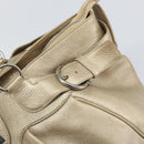 Salvatore Ferragamo Gancini Hand Bag Leather Gold Auth 165661-14