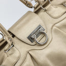 Salvatore Ferragamo Gancini Hand Bag Leather Gold Auth 165661-15