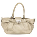 Salvatore Ferragamo Gancini Hand Bag Leather Gold Auth 165661-2