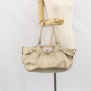 Salvatore Ferragamo Gancini Hand Bag Leather Gold Auth 165661-25