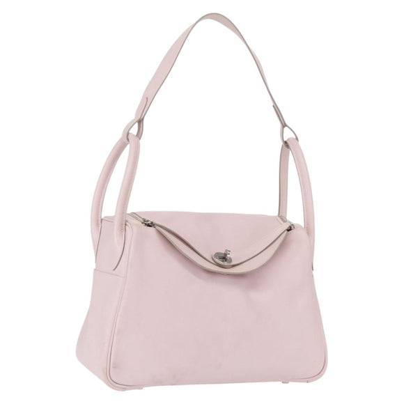 HERMES Lindy 30 Hand Bag Sikkim Pink Silver Auth 165664