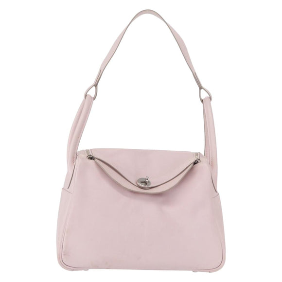 HERMES Lindy 30 Hand Bag Sikkim Pink Silver Auth 165664