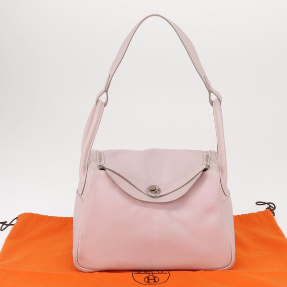 HERMES Lindy 30 Hand Bag Sikkim Pink Silver Auth 165664