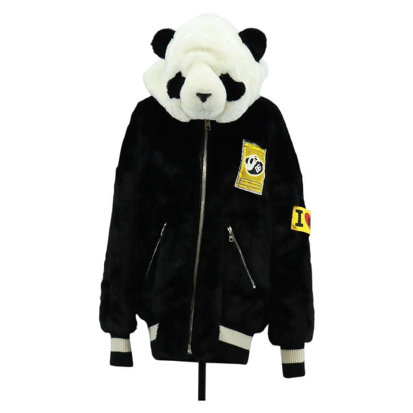 DOLCE&GABBANA Panda Hooded Jacket Black White Auth 165667SM