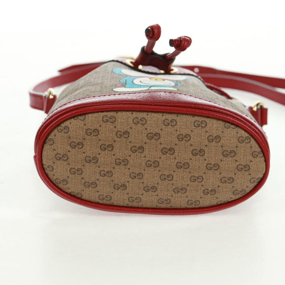 GUCCI × Doraemon Micro GG Supreme Shoulder Bag PVC Beige 647801 Auth 165675SM