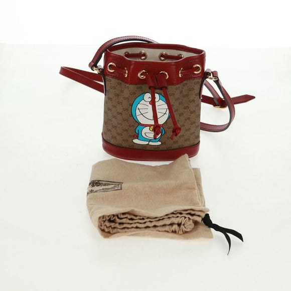 GUCCI × Doraemon Micro GG Supreme Shoulder Bag PVC Beige 647801 Auth 165675SM