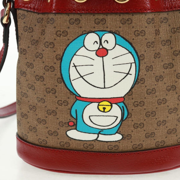 GUCCI × Doraemon Micro GG Supreme Shoulder Bag PVC Beige 647801 Auth 165675SM