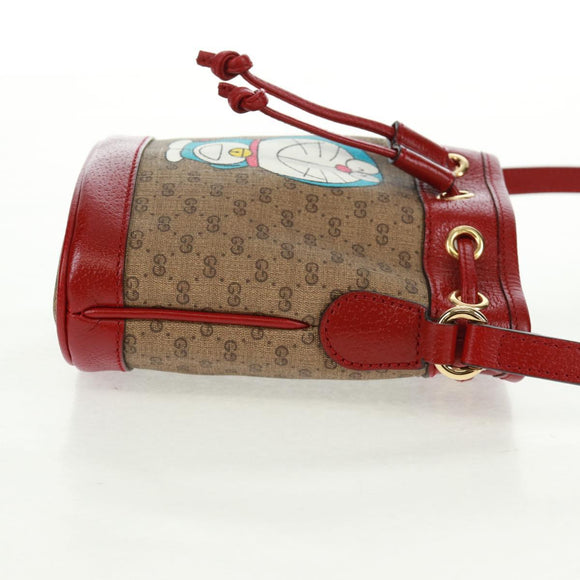 GUCCI × Doraemon Micro GG Supreme Shoulder Bag PVC Beige 647801 Auth 165675SM