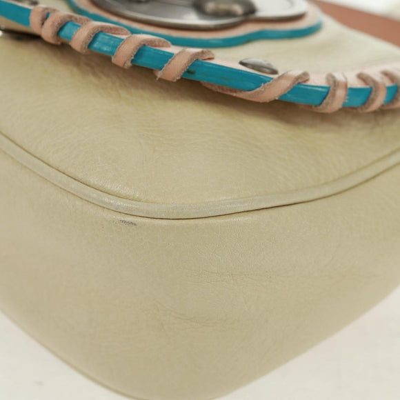 LOEWE Hand Bag Leather Ivory Auth 165728V