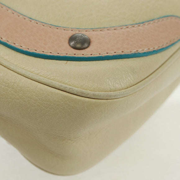 LOEWE Hand Bag Leather Ivory Auth 165728V