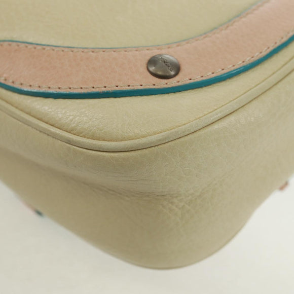 LOEWE Hand Bag Leather Ivory Auth 165728V