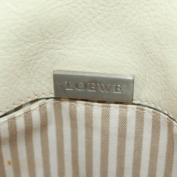 LOEWE Hand Bag Leather Ivory Auth 165728V