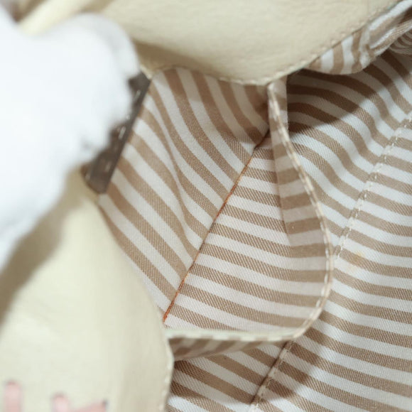 LOEWE Hand Bag Leather Ivory Auth 165728V