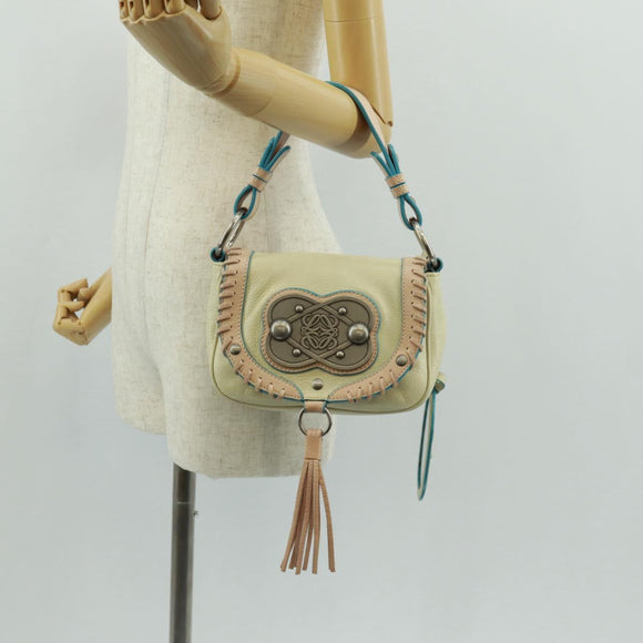 LOEWE Hand Bag Leather Ivory Auth 165728V