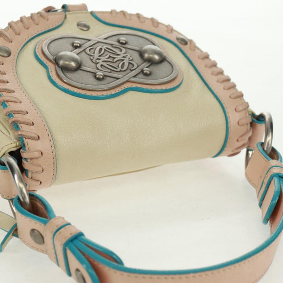LOEWE Hand Bag Leather Ivory Auth 165728V