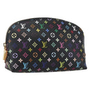 LOUIS VUITTON Multicolor Pochette Cosmetic Pouch Black M47355 LV Auth 165735V-1