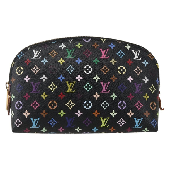 LOUIS VUITTON Multicolor Pochette Cosmetic Pouch Black M47355 LV Auth 165735V