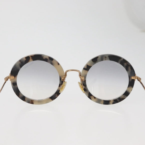 Miu Miu Round Sunglasses metal Beige Auth 165747V