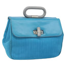 BALLY Hand Bag Nylon Blue Silver Auth 165750-1