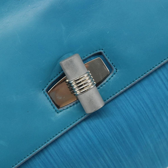 BALLY Hand Bag Nylon Blue Silver Auth 165750