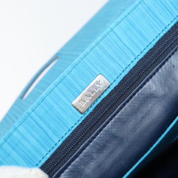 BALLY Hand Bag Nylon Blue Silver Auth 165750
