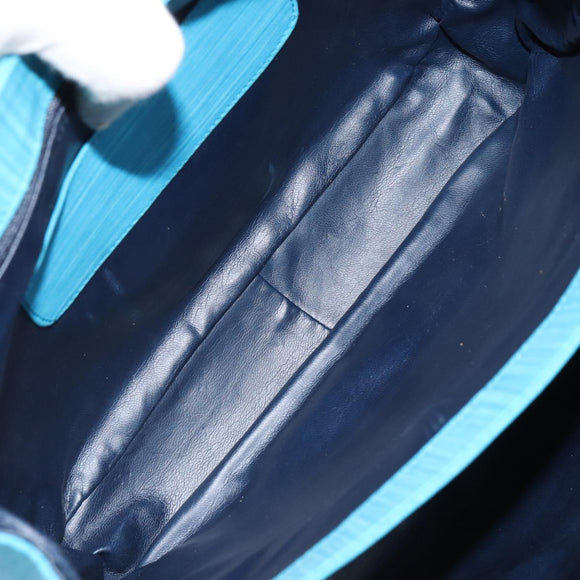 BALLY Hand Bag Nylon Blue Silver Auth 165750