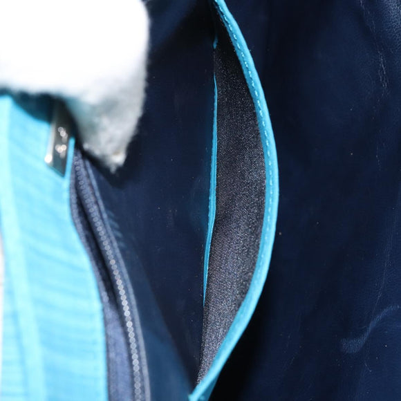 BALLY Hand Bag Nylon Blue Silver Auth 165750