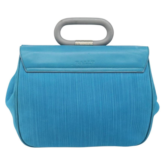 BALLY Hand Bag Nylon Blue Silver Auth 165750