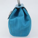 BALLY Hand Bag Nylon Blue Silver Auth 165750-3