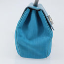 BALLY Hand Bag Nylon Blue Silver Auth 165750-4