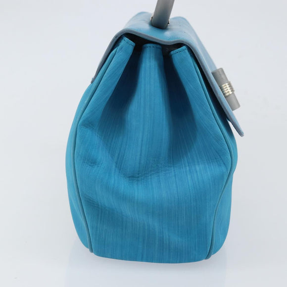 BALLY Hand Bag Nylon Blue Silver Auth 165750