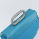 BALLY Hand Bag Nylon Blue Silver Auth 165750-6