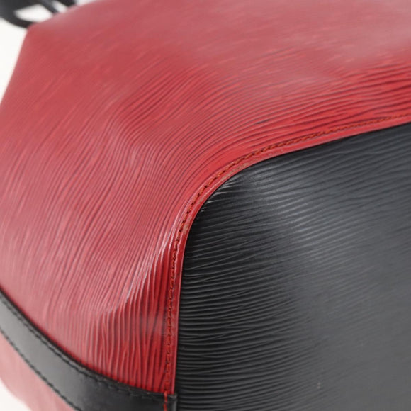 LOUIS VUITTON Epi Petit Noe Shoulder Bag Bicolor Black Red M44017 LV Auth 165754
